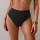 Eomenie Sexy Bikini Bottom for Women Ruched Swim Bottom Cheeky Swimsuit Mid Waisted Tankini Bottoms Only (Black, S)
