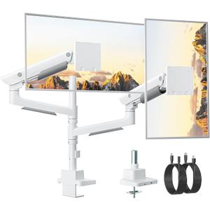 monTEK Dual Ultrawide Monitor Arm for 17-57" Screens, USB, White