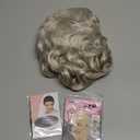 RENERSHOW Short Platinum Blonde Wave Curly Wigs for White Women Layered Ombre Light Blonde Wavy Bob Wig with Dark Roots Medium Length Puffy Synthetic Daily Party Wig