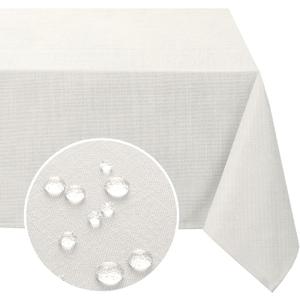 FantasDecor Square Tablecloth Linen Table Clothes for Square Tables Wrinkle Resistant and Waterproof Washable Fabric Cover for Dining Room and Outdoor Use, Ivory, 54 x 54 Inch