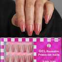 5 x 16 Sizes Coffin Press on Nails Reusable 32pcs Glossy Gel Fake Nails with Glue and Jelly Stickers (Dusty Rose)