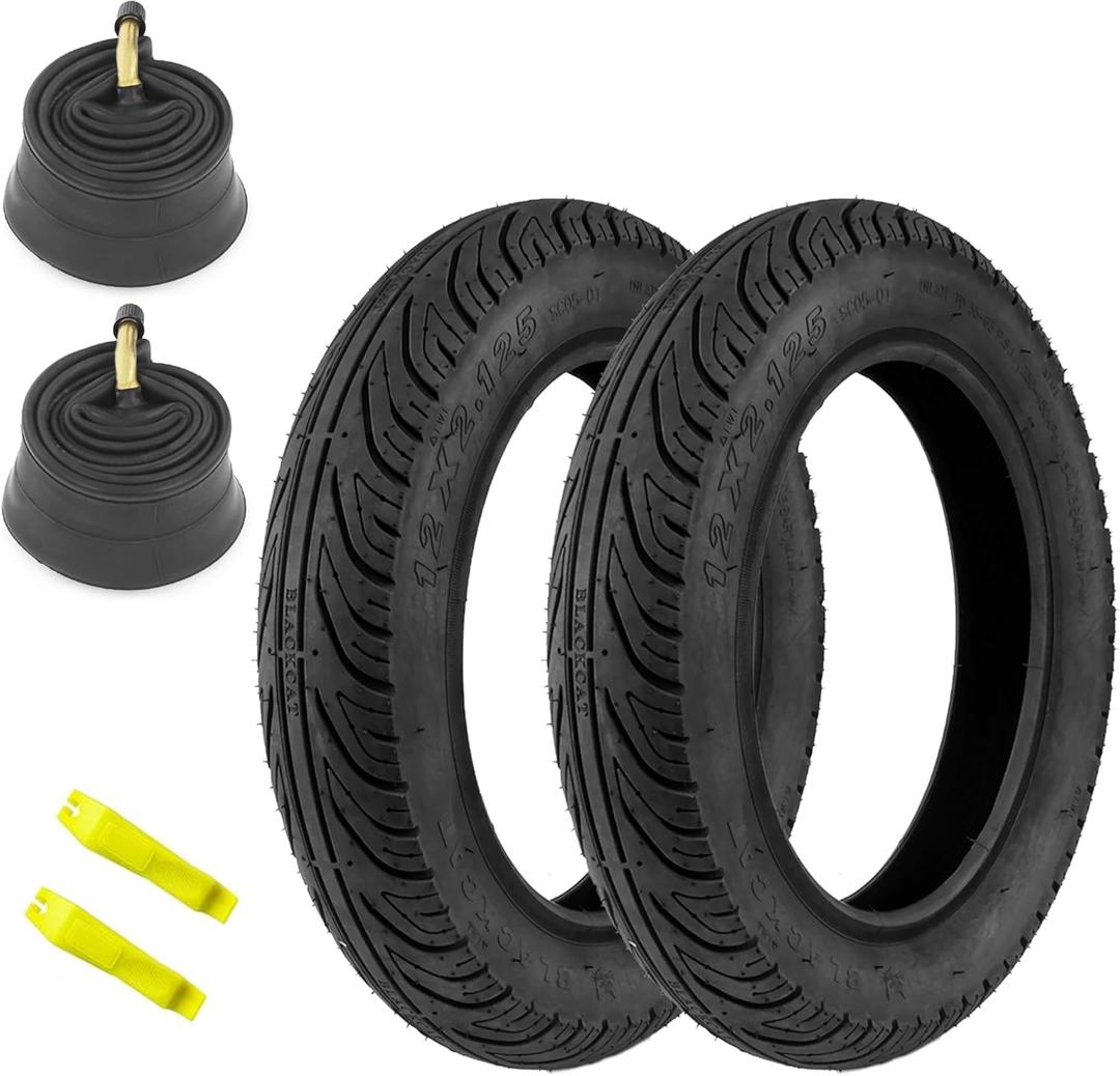 2 Pack E-Bike Tire Kids Bike Tire 12x2.125 with 2 Tubes Strong Grip Compatible Replacement Bicycle Tire for Electrc Bicycle