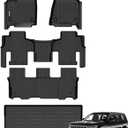 Binmotor-All Weather Car Floor Mats Cargo Liner for Jeep Wagoneer 2022-2025 (Not for Wagoneer L Version), 8 Passenger, TPE Liners for Jeep Wagoneer Accessories Cargo Trunk Mat-Black
