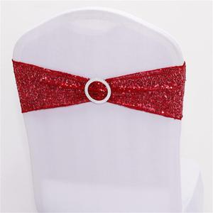 10 PCS Stretch Sequin Chair Sashes Chair Stretchy Spandex Bands for Wedding Reception Events Banquets Chairs Decoration (Red)
