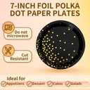Serve 25 Guests Gold Paper Plates and Napkins Party Supplies,7 Inch Paper Plates Disposable for Bridal Showers Birthday Wedding (Black Gold)