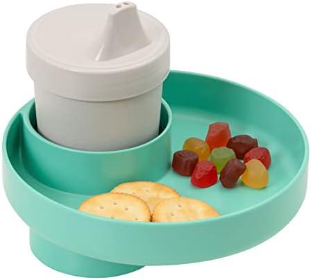 Travel Tray Round, USA Made Easily Convert Your existing Cup Holder to a Tray and Cup Holder for use in a Car Seat, Booster, Stroller, Golf Cart and Anywhere You Have a Cup Holder! Teal