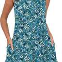 Heymoments Women's Summer Sleeveless Crewneck Dresses Casual Loose Fitted Tank Sundress with Pockets (M)