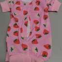 Small Dog Striped Recovery Suit, Puppy After Surgery Onesie for Female Male, Pet 4-Legged Pajamas Bodysuit, Surgery Abdominal Wound Bandages Clothes Pant for Shedding Skin Disease (Strawberries)