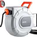 VEVOR Retractable Garden Hose Reel, 1/2 in x 50 ft, Wall Mounted Hose Reel with 9-Function Sprayer Nozzle and 180 Swivel Bracket, Any Length Lock, Automatic Slow Rewind System, for Garden Watering