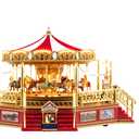 Mr. Christmas Gold Label Animated and Musical Carousel, Christmas Decoration, LED Lights, Plays 50 Songs, 8 Inch, Red