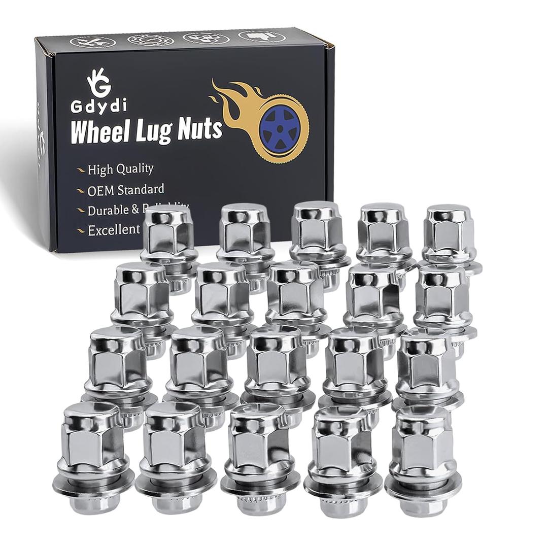 20 Pcs Chrome Closed End Mag Style Lug Nuts 12x1.5 Lug Nuts with Washer 13/16" (21mm) Hex Compatible with Toyota Corolla Camry Tacoma Lexus