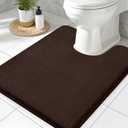 Smiry Memory Foam Toilet Rugs U-Shaped 24x20, Extra Soft Absorbent Non-Slip Contour Bathroom Rugs, Machine Washable Bath Mats for Toilet, Brown
