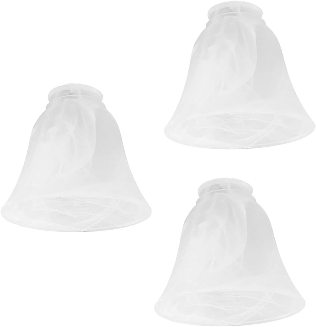 3 Pack White Alabaster Ceiling Fan Light Covers, Bell Glass Shade Replacement Globe for Bathroom Vanity Fixture, Chandelier, Wall Sconce with 2 1/4 inch Fitter Opening, G0107