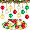 64 Pcs Mini Christmas Balls Ornaments 16mm Shatterproof Glitter Colorful Balls Christmas Decor 4color Hanging Pendant for Xmas Tree Wreath DIY Craft Holiday Party Home (Yellow,Green,Red,White)