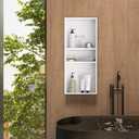 Stainless Steel Shower Niche 12" X 30"3-Tier Recessed Wall Niche No Tile Needed Shower Shelf for Bathroom Storage (4x12x30 White)