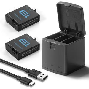 2 Packs Batteries 2100mAh Compatible with GoPro Hero 13 Black Camera with Triple Slot Battery Charging Station