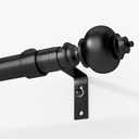 Black Curtain Rods for Windows 32-90 inch, Adjustable Curtain Rods with Brackets, Heavy Duty Window Rods with Round Finials, Easy Install