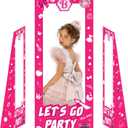 4.5ft Tall Life Size Hot Pink Birthday Girls Photo Booth Box, Pink Princess Photo Booth Props for Girl Birthday Party Decorations Favors Supplies, Cute Girls Box for Photoshoot(53.5 * 39.5inches)