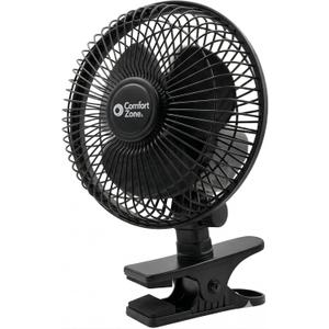Comfort Zone 6-Inch Corded Clip-On Personal Fan  2-Speed Quiet Desk Fan with 360 Rotation, Fully Adjustable Tilt & Secure Strong Clamp  Mini Air Circulator for Desks, Bedside & Office (Black)