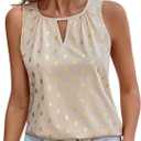SweatyRocks Women's Polka Dots Sleeveless Blouses Cut Out Crew Neck Dressy Flowy Tops (Gold, L)