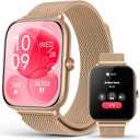 Smart Watch for Women with Blood Pressure Monitor, 2.06" AMOLED Display, IP68 Waterproof Fitness Tracker, 118 Sports Modes, Heart Rate/SpO2/Sleep Monitor, Gift for Her, Compatible with Android iPhone (Rose Gold)