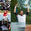 Bicep Tendonitis Brace for Pain Relief, Upper Arm Compression Sleeve for Men and Women, Bicep Compression Sleeve for Muscle Strain (Gray, Small)