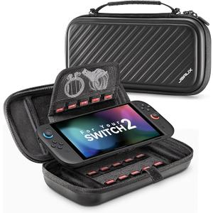 JSAUX Protective Case Compatible with Nintendo Switch 2 (2025), Hard Carrying Shell, Slim & Portable, Dustproof, Built-in Game Card Slot, Travel-Carry, Full Protection Cover – Translucent Black PC0116
