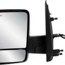 Driver Left Side Door Mirror Power and Heated Glass Chrome Back Cover Manual Folding for Nissan NV1500 NV2500 NV3500 from 2012 to 2021