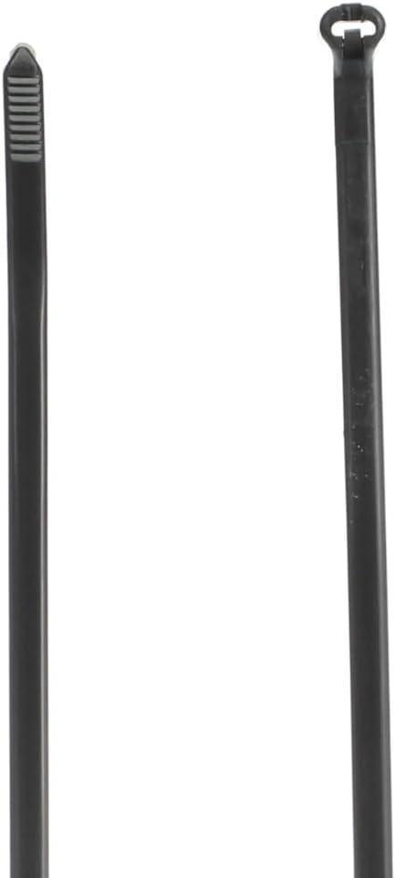 Thomas & Betts TY525MX 7" Black Cable Ties, 50 lb Tensile Strength, Stainless Steel Barb and Infinite Locking Positions, Weather and UV Resistant Nylon for Indoor and Outdoor Use, 100 Pack