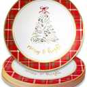 Kate Aspen 13" Disposable Holiday Placemats/Chargers, 48-Pack – Spillproof & Durable Merry & Bright Christmas Tree Design & Festive Red & Green Plaid Border Pack of 2