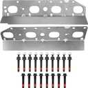 5.7 Exhaust Manifold Gasket Bolt Stud Nut Set, Compatible with 2009-2020 Chrysler Dodge Ram Jeep Commander Grand Cherokee, Replaces# 6510141AA 6505316AA