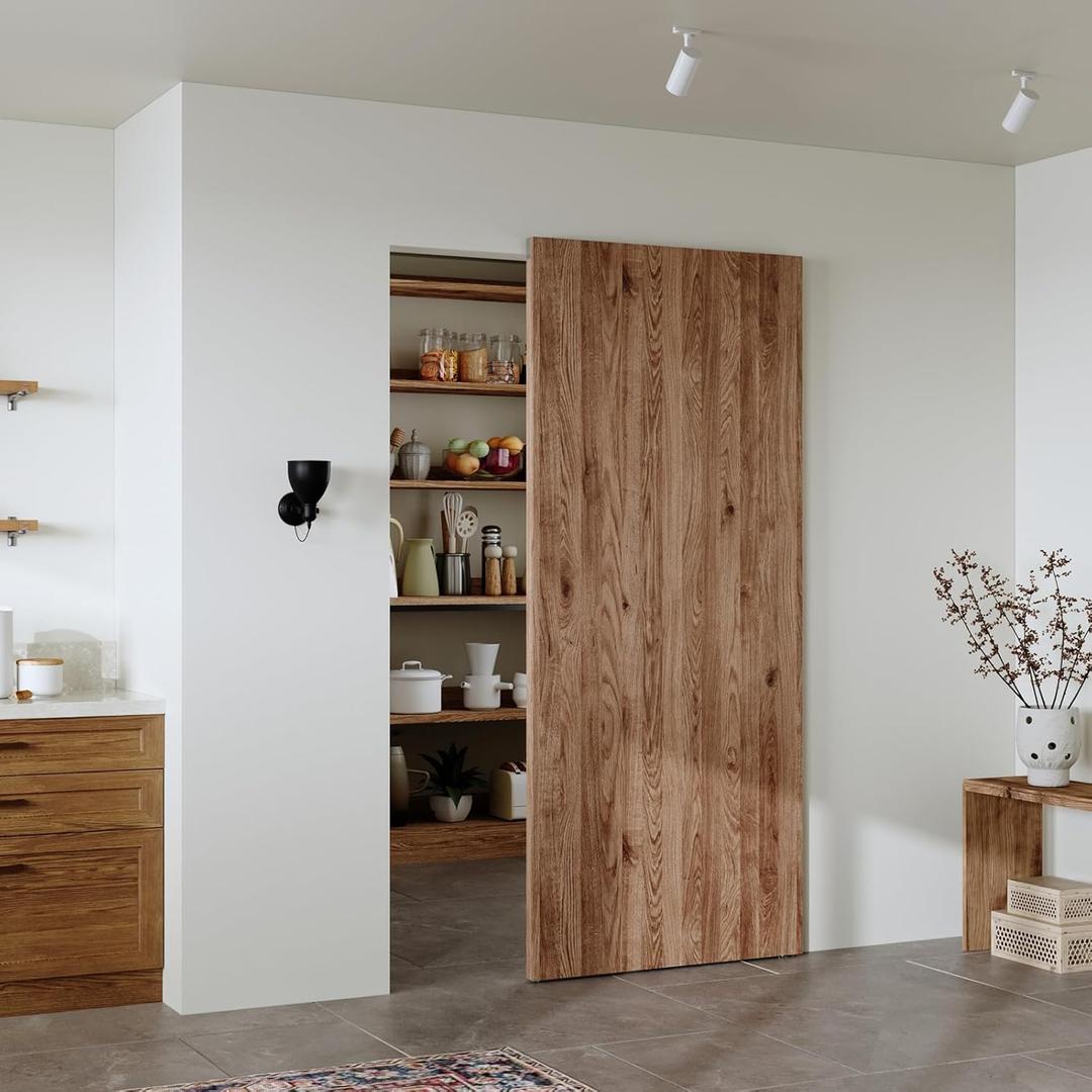 38" Concealed Sliding Barn Door Hardware Kit with Soft Close Mechanism for 30-34in Passage Opening, Hidden Aluminum Track System, Wall Mount for Interior Wooden Door (NO Door)