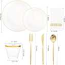 MirthMood 210Pcs Clear and Gold Plates for 30 Guests, Plastic Plates for Party, Includes:30 Dinner, 30 Dessert, 30 Paper Towels with 90 Silverware & 30 Cups