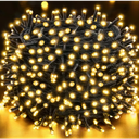 Techip 300 LED Christmas Lights Outdoor, Warm White Christmas Tree Lights Outside Waterproof Twinkle Lights Green Wire Connectable Plug in String Lights Indoor 108FT 8 Modes for Xmas House Decor