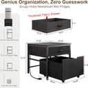 Mini Fridge Stand Cabinet Table Station With Storage Drawers For Dorm Refrigerator To Sit On, Heavy Duty Small Cart With Wheels, Black Office Beverage Shelf and Power Outlet, Sturdy Bedroom Nightstand
