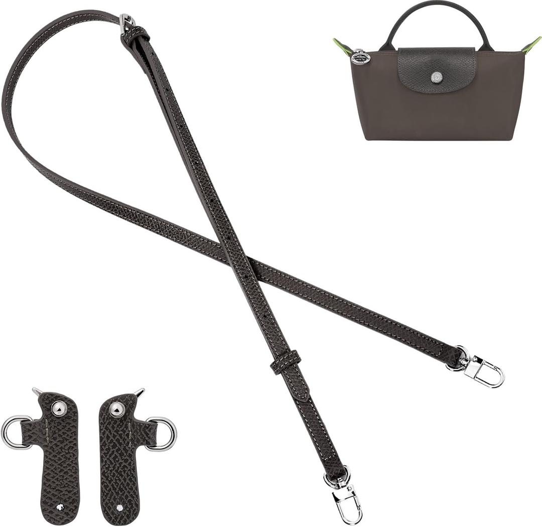 Purse Straps Replacement, Leather Handbag Crossbody Shoulder Strap Kit Adjustable for Mini Longcamp Tote Bag Women (Terra)