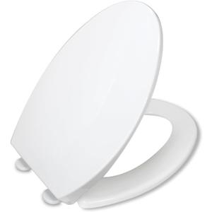 Slow Closing Toilet Seat Compatible with Toto Drake and Eco Drake Elongated Toilets Replaces Parts SS114, Non-slip Bumpers, Cotton White