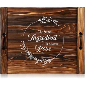 Patelai Noodle Board Stove Wooden Cover Stove Top Cutting Board with Handles 27.5 X 21.6 Inches Sink Cover for Electric Gas Burners Kitchen Counter Space(Thankful Style), 28.4"L x 22.4"W