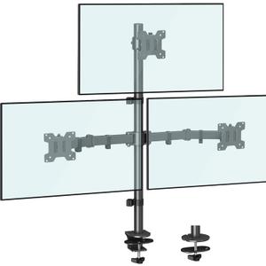 MOUNTUP Triple Monitor Stand, Height Adjustable Monitor Desk Mount Fit for 17 to 32 Inch Computer Screens, Stacked Monitors Arm for 3 Monitors, with C-Clamp and Grommet Base, up to 17.6lbs per Arm