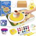 Pottery Wheel for Kids Arts and Crafts Toys for Kids 4-8 8-12 Girl Beginner with Foot Pedal USB Power 3 Clay Packs Apron Tools Mini Art Supplies Birthday Christmas Gifts for 9 Year Old Girls