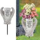 BAYN Grave Decorations for Cemetery, Angel Wings Vases with Spikes for Garden Decorations Waterproof Garden Statues Memorial Gifts for Loss of Loved One
