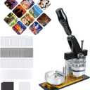 Fridge Magnet Button Maker Machine,1.97 in/50mm Metal Square Pin Maker Machine for Refrigerator Magnet,DIY Pin Badge Button Press Kits with 100 Sets Badge Supplies