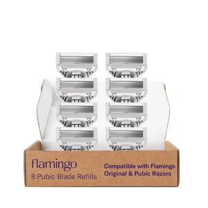 Flamingo Pubic Women's Pubic Razor Refill Cartridges, 8 Women's Razors for Shaving Bikini Line