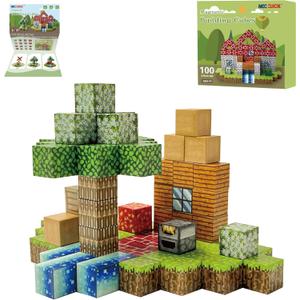 Magnetic Blocks - 100PCS Build Mine Magnet World Set, Educational Magnetic Tiles Building Toys for Boys & Girls, STEM Sensory Toys for Toddlers Kids Age 3+