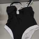 WDIRARA Women's Contrast Trim One Piece Swimsuit Spaghetti Strap High Cut Swimwear, Small