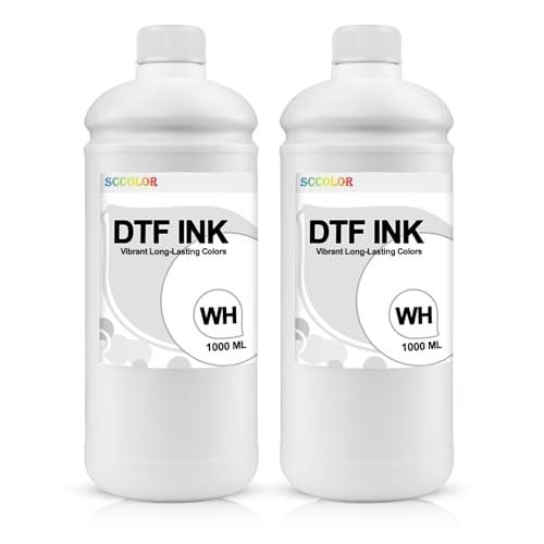 SPLENDIDCOLOR DTF Ink 1000ML White Ink Premium Water Base Digital Inkjet Ink Refill for Direct to Film Printers with Printhead L1800 L805 R1390 4720 I3200 XP600 DX7 DX5 5113-2 Pack