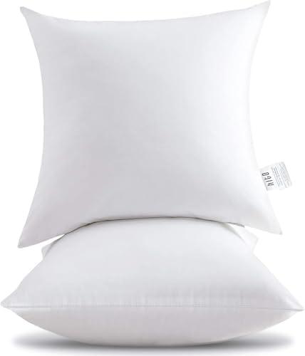 HITO 18x18 Pillow Inserts (Set of 3) - Down Alternative 100% Cotton Cover Decorative Square Throw Pillows White for Couch Bed Sofa