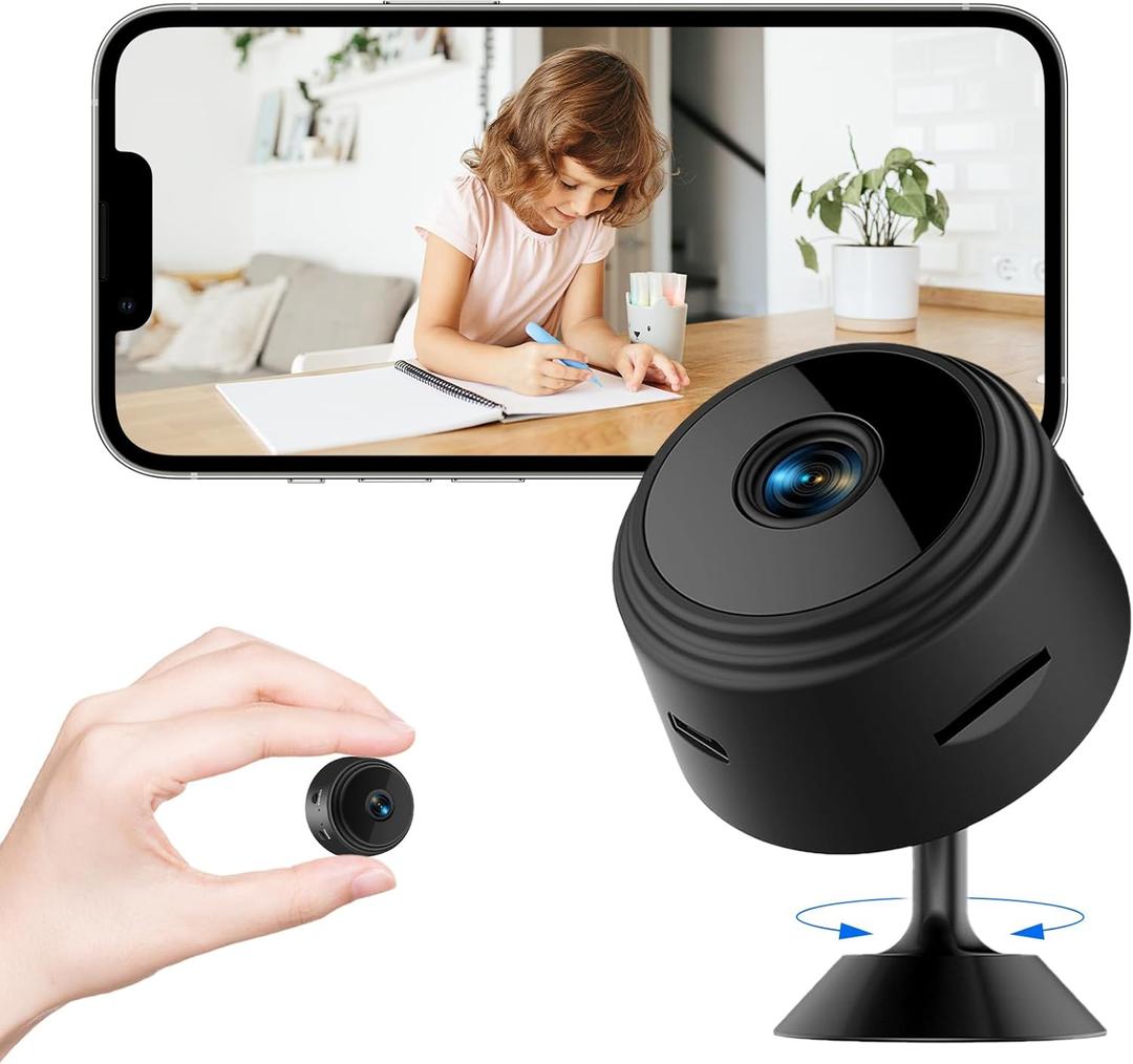 Small Security Camera, HD 1080P Mini WiFi Wireless Camera, Mini Wireless Cameras for Home Office Security, Small Nanny Cam with Motion Sensor Night Vision for Baby, Pets