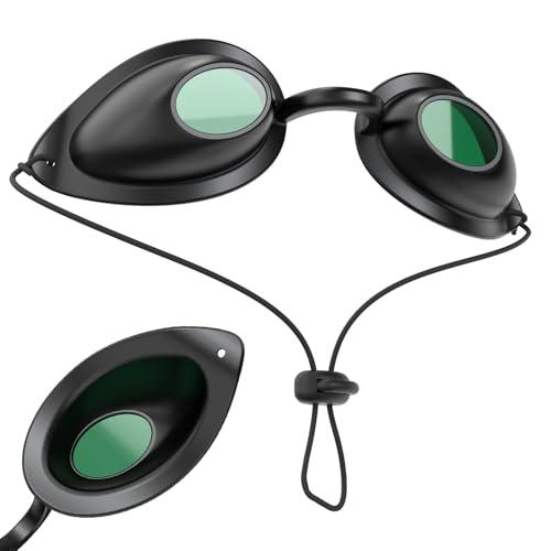 Karono Flexible IPL Goggles Eye Shields - UV Eye Protection Glasses for Skin Therapy, Tanning Bed, Hair Removal, Blocks 200-2000nm Wavelengths, Adjustable Head Strap for Comfort Fit