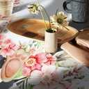 Easter Tablecloth 60 x 84 Inch, Buffalo Plaid Bunny Ear Foot Flowers & Polyester Table Cover for Spring Easter Holiday Party Dinner Table Decor